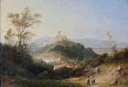 "Blick auf Königstein", wahrscheinlich Frankfurter Maler um 1820, im Stil der Romantik, Unten