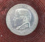 Gedenkmünze 5 Deutsche Mark 1957, zum 100. Todestag von Joseph Freiherr von Eichendorff. Silber (