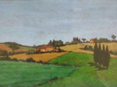 Gianfranco De Poi, 2 Ölgemälde, Landschaften in der Toscana, Signatur unten links, im Passepartout