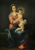 Unbekannt, Heilige Mutter Gottes mit Jesuskind, Öl auf Leinwand, leichtes Krakelee, ca. 5 cm große