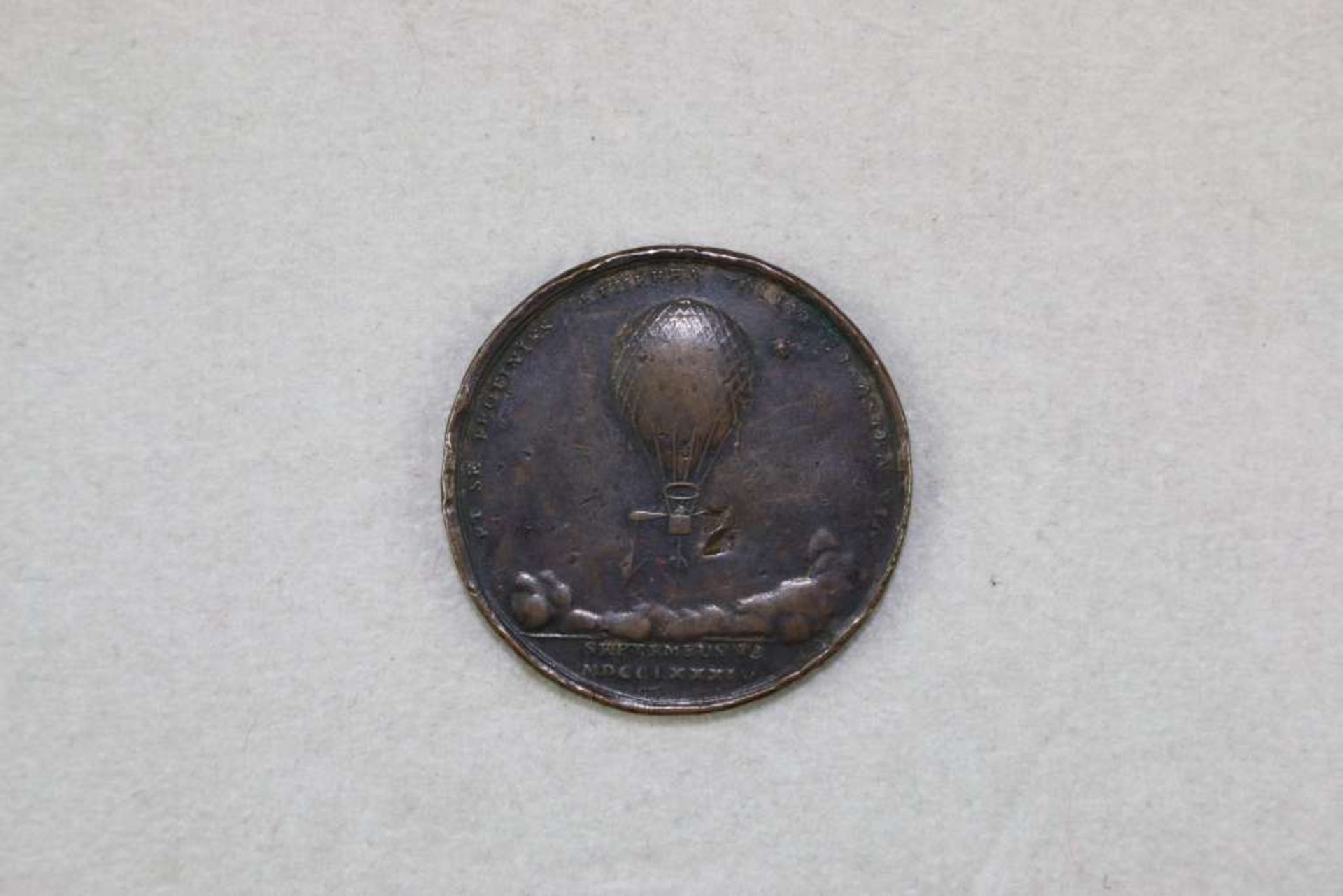 Medaille 1784 (o.Sign.) a. Vincenzo LUNARDI u.d. erste Ballonflug in England am 15. September. - Bild 2 aus 2