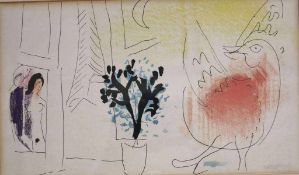 Marc CHAGALL (1887-1985), Steinlithographie 1957 "DER ROTE HAHN" aus dem Atelier Fernand Mourlot.