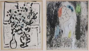 Marc CHAGALL (1887-1985), 2 Steinlithographien 1957-1962, "LES AMOUREUX EN GRIS", n° 194, und "