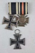 Kaiserreich, 2-teilige Ordensschnalle mit Eisernem Kreuz 2. Klasse und Hindenburgkreuz sowie einem