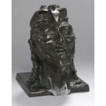 Bronze-Plastik, "Kopf David", Fuchs, Ernst, Wien 1930 - 2015 Wien, auf rechteckiger Sockelplatte