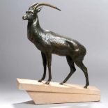 Bronze-Tierplastik, "Steinbock", Le Verrier, Max, 1891 - 1973, vollplastische, stehende Darstellung,