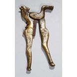 Bronze-Betelnussschneider, Indien, 19. Jh., 2-griffige, scharnierte, flache Form in stilisierter