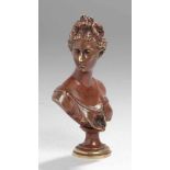Bronze-Petschaft, "Damenbüste", anonymer Bildhauer, Frankreich, Mitte 19. Jh., naturalistische,