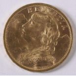 Münze, Schweiz, 1907, 20 Franken, GG 900, ca. 6,45 gr.