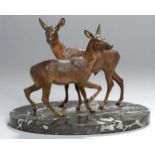 Bronze-Tierplastik, "Rehgruppe", Wien, um 1910, anonymer Bildhauer, vollplastische, sehr