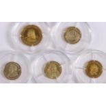 Konvolut Münzen, 5-tlg., GG 585, zus. ca. 3,2 gr.