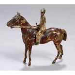 Bronze-Miniaturplastik, "Jockey zu Pferde", Wien, um 1900, anonymer Bildhauer, vollplastische,