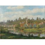 Labouré, C., französischer Maler 1. Hälfte 20. Jh. "Flußlandschaft mit Dorf und Brücke", sign., dat.