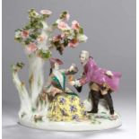 Porzellan-Figurengruppe, "August der Starke und Gräfin Cosel an einem Baum", Meissen, 1. Hälfte