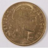 Münze, Frankreich, 10 Francs, 1908, GG 900, ca. 3,2 gr.