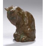 Bronze-Tierplastik, "Sitzende Katze (Chat Assis)", Steinlen, Théophile Alexandre, Lausanne 1849 -