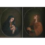 Anonymer Maler, wohl süddt. Schule des 18. Jh., Pendants. "Betende Maria und Johannes", Öl/Lw.,