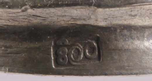 Jugendstil Petschaft, wohl Belgien, Silber 800, über kleinem Rundstempel keulenförmiger Griff mit - Image 3 of 3