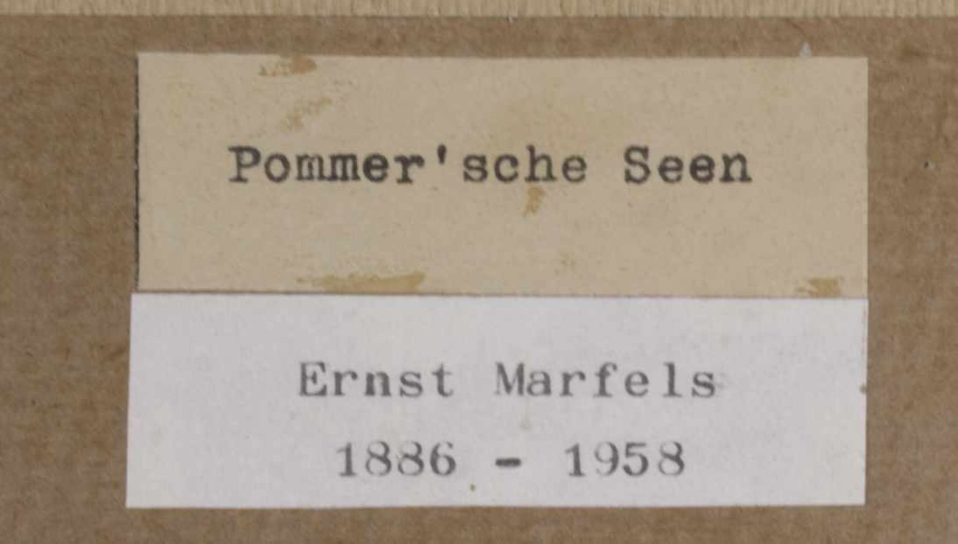 Marfels, Ernst, Frankfurt/Sachsenhausen 1886 - 1958 Heidelberg. "Pommer'sche Seen", sign., dat. - Bild 3 aus 3