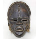 Gesichtsmaske, Dan Liberia, Afrika, geschwärztes Holz, 28 cm hoch