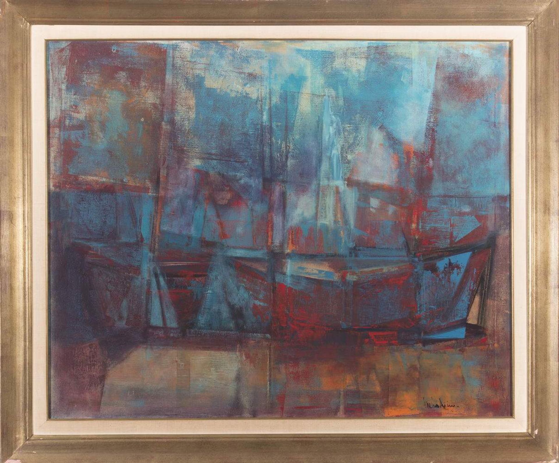 Reino, Garcia (1910 Montevideo - 1993, in Uruguay tätiger Maler), "Barcas", Öl auf Leinwand, - Image 2 of 3