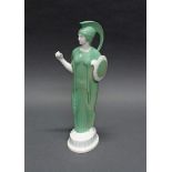 Porzellanfigur, "Athene", KPM Berlin, um 1915/25, Unterglasurgrün und Weiß, auf dem Sockel