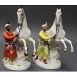 2 Porzellanfiguren, "Mohr mit Pferd", Meissen, Schwertermarke, 1. Wahl, Modellnummer A 51x,