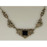 Collier, um 1910, Silber 800, Onyx/Markasiten 20.00 % buyer's premium on the hammer price 19.00 %