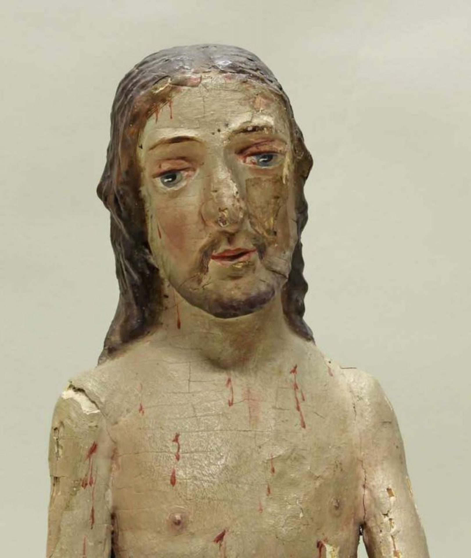 Skulptur, Holz geschnitzt, "Christus an der Geißelsäule", um 1600, 48 cm hoch, erneuerte beschädigte - Image 3 of 3