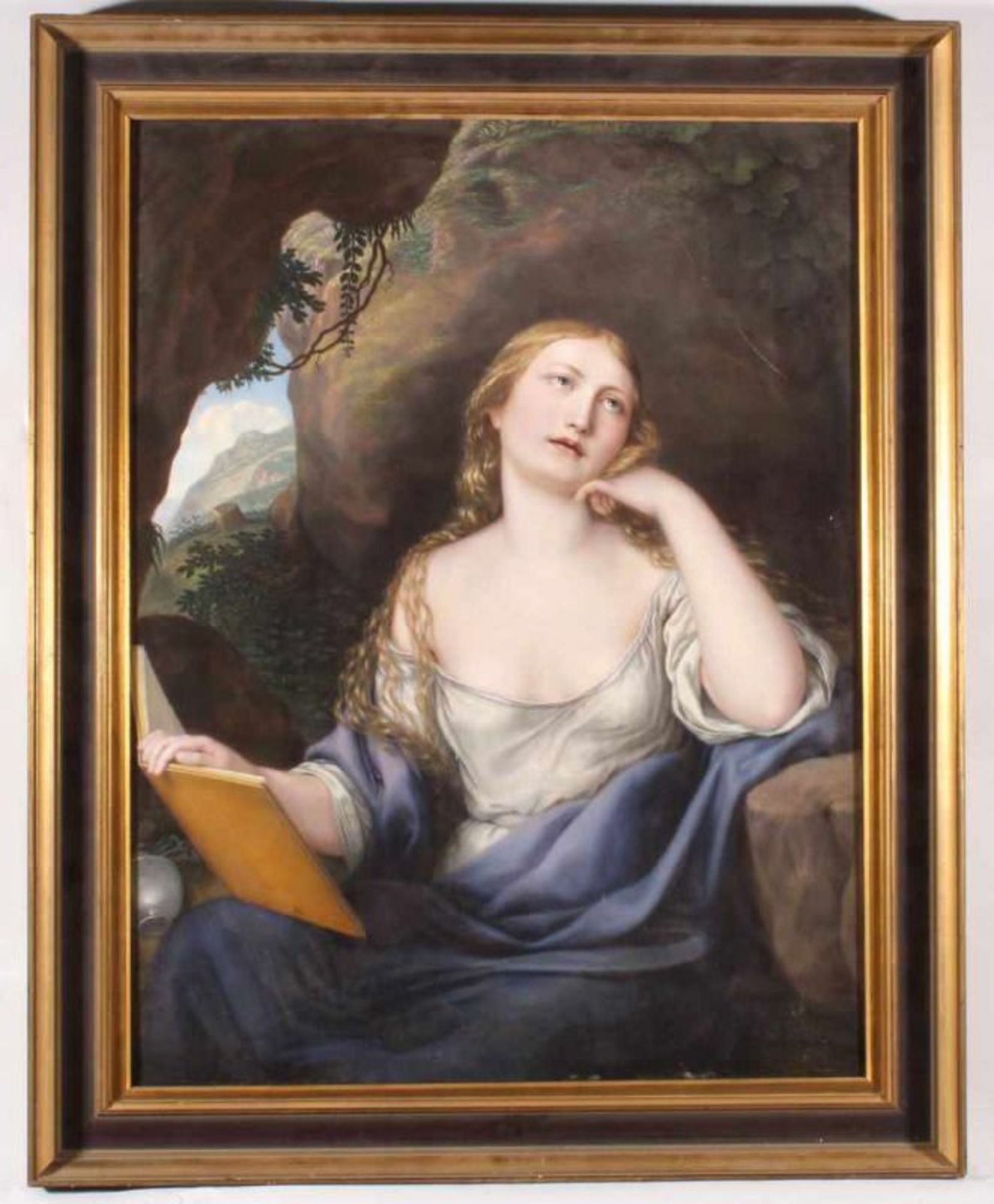 Undeutlich signiert (19. Jh.), "Maria Magdalena", Öl auf Leinwand, undeutlich signiert und datiert - Image 2 of 5