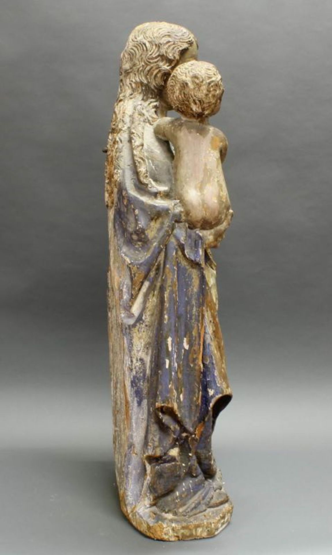 Skulptur, Holz geschnitzt, "Maria lactans", wohl Moselländisch, 2. Hälfte 15. Jh., 109 cm hoch, - Image 8 of 9