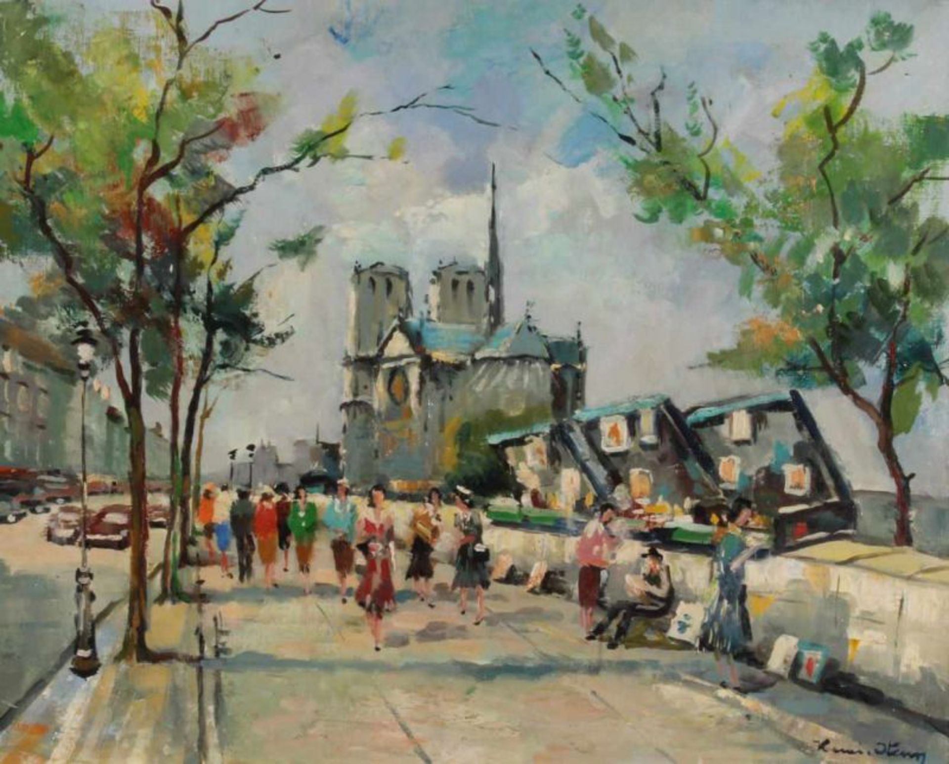 Stenn, Henri (1903 Frankreich - 1993, Genre- und Landschaftsmaler), "Les Bouquinistes (