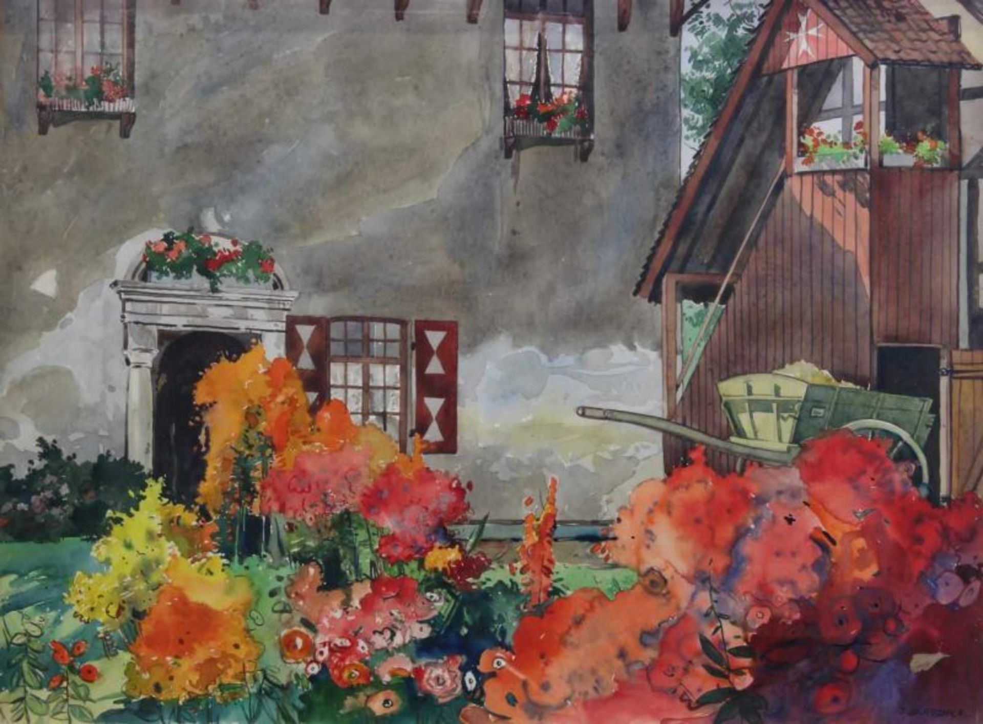 Blaschke, Franz-Josef (1916 Bad Salzungen - 1984 Sinnersdorf), Mischtechnik, mit Aquarell, "