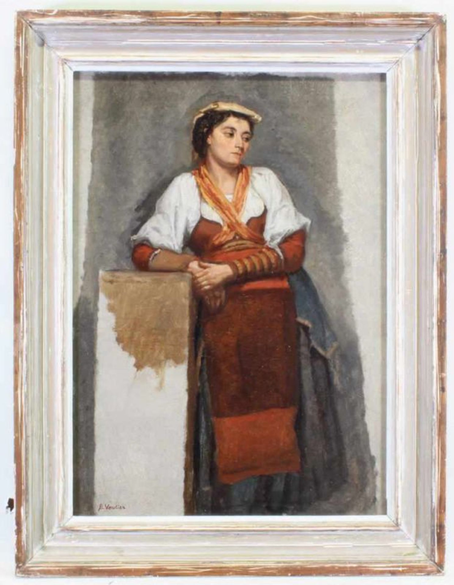 Vautier, Benjamin I (1829 Morges - 1898 Düsseldorf), wohl, "Italienische Frau", Öl auf Karton, - Image 2 of 4