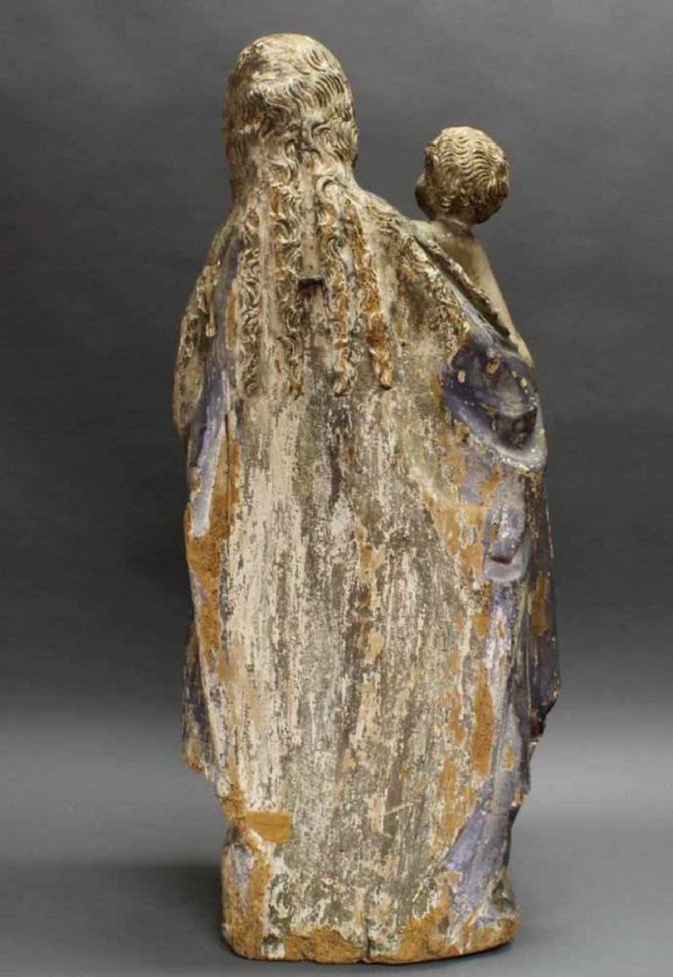 Skulptur, Holz geschnitzt, "Maria lactans", wohl Moselländisch, 2. Hälfte 15. Jh., 109 cm hoch, - Image 7 of 9