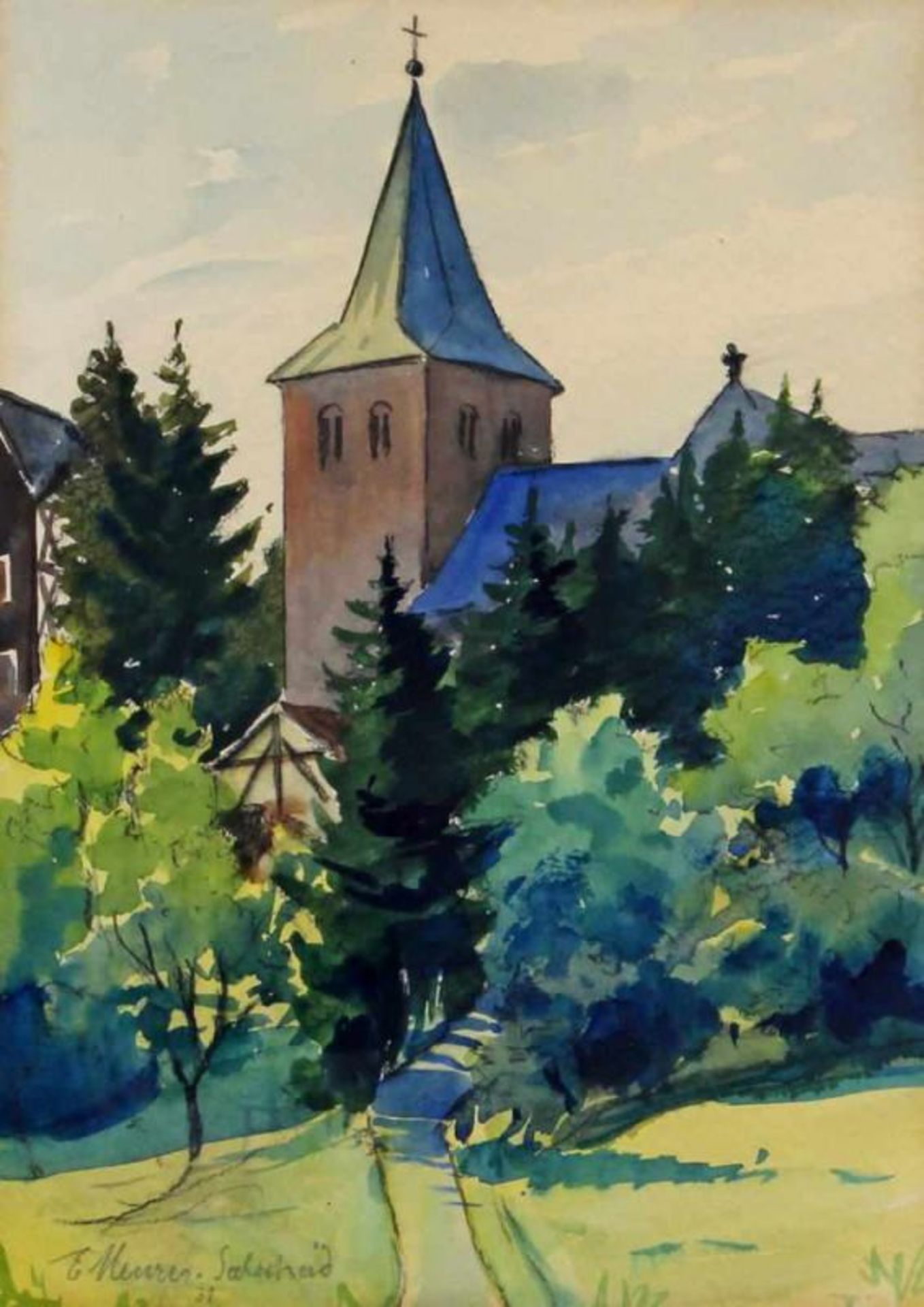 Meurer, Ernst (1884 Lahr - 1956 Bonn), Aquarell, "Seelscheid", signiert, bezeichnet, datiert 31,