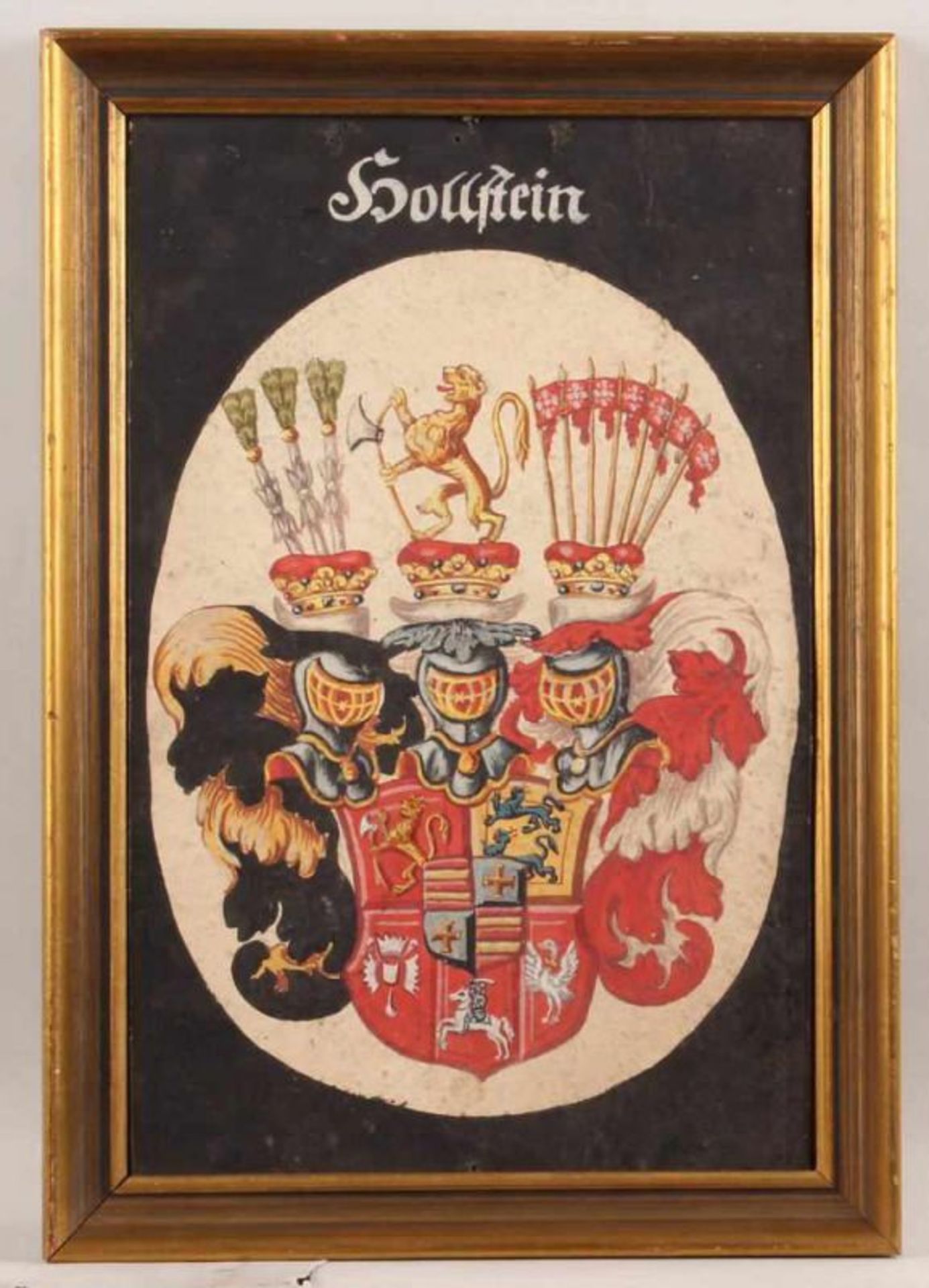 Deutsch (2. Hälfte 18. Jh.), "Wappenstein des Herzogtums Holstein", Mischtechnik, Gouache auf - Image 2 of 2