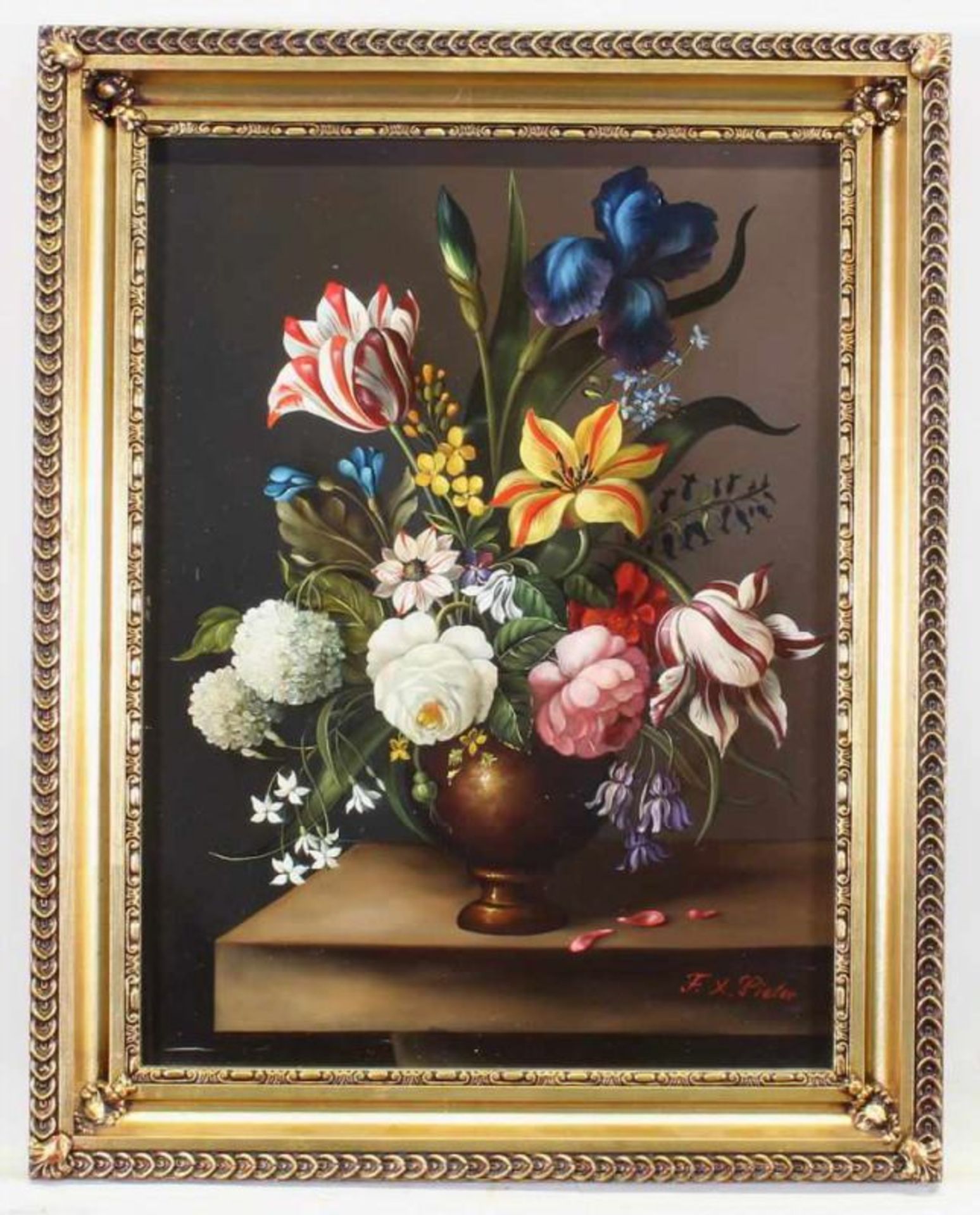 Pieler, Franz Xaver (1876 Wien - 1952 Klosterneuburg), "Blumenstillleben", Öl auf Holz, signiert - Image 2 of 5