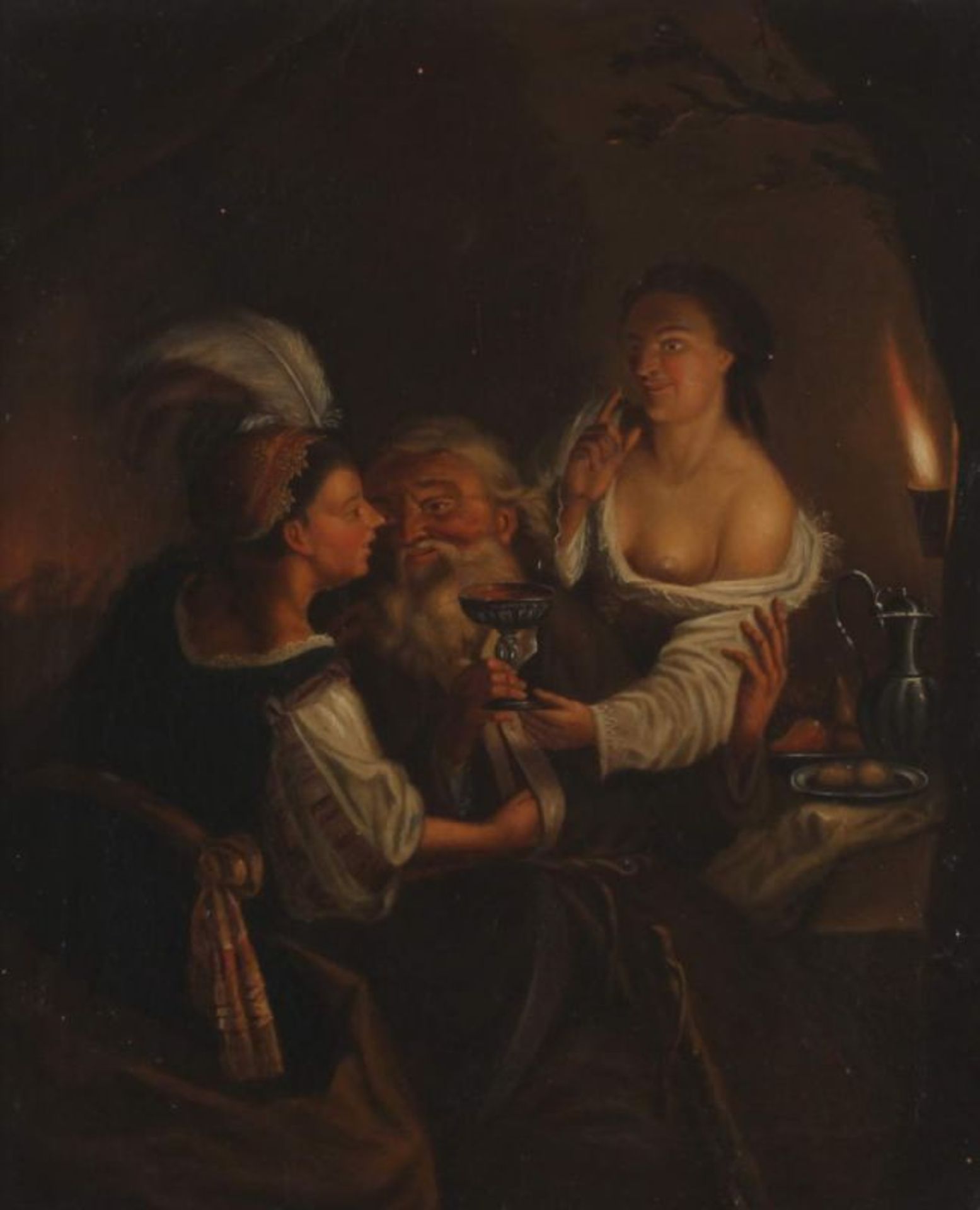 Schalcken, Godfried (1643 Made - 1706 Den Haag), Nachfolge, "Loth und seine Töchter", Öl auf