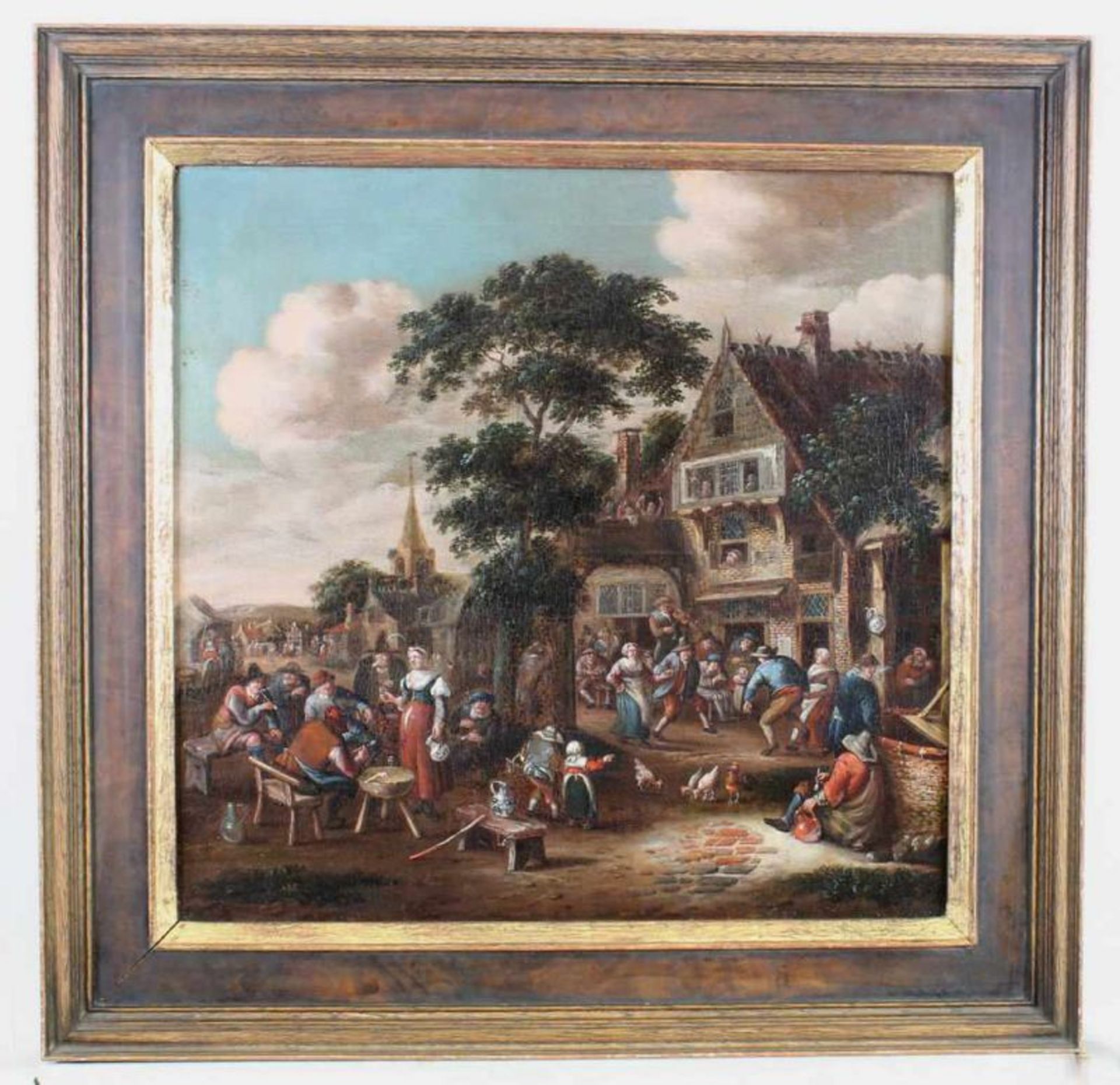 Verburgh, Rutger (geb. 1678 Rotterdam), zugeschrieben, "Bauernfest vor einem Gasthof", Öl auf - Image 2 of 3