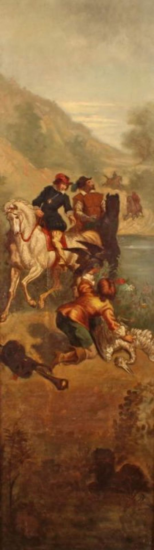 Ricay, S. (19./20. Jh.), 2 Gemälde, "Mittelalterliche Reiterszenen", Öl auf Leinwand, doubliert, - Image 3 of 10
