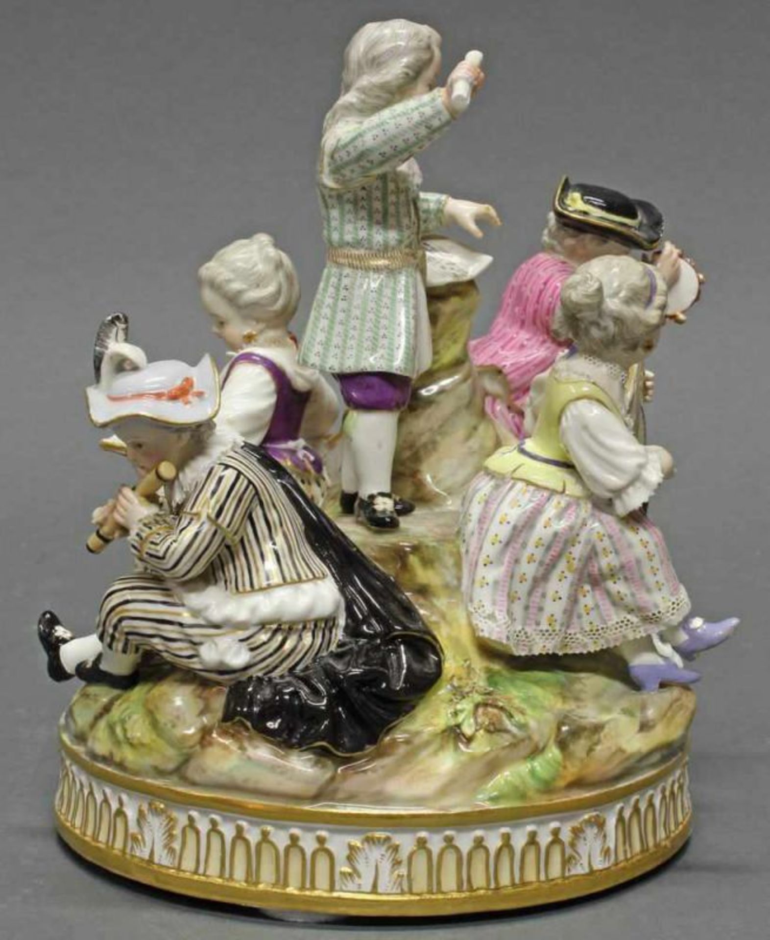 Porzellangruppe, "Fünf musizierende Kinder", Meissen, Schwertermarke, 1850-1924, 1. Wahl, - Image 4 of 5