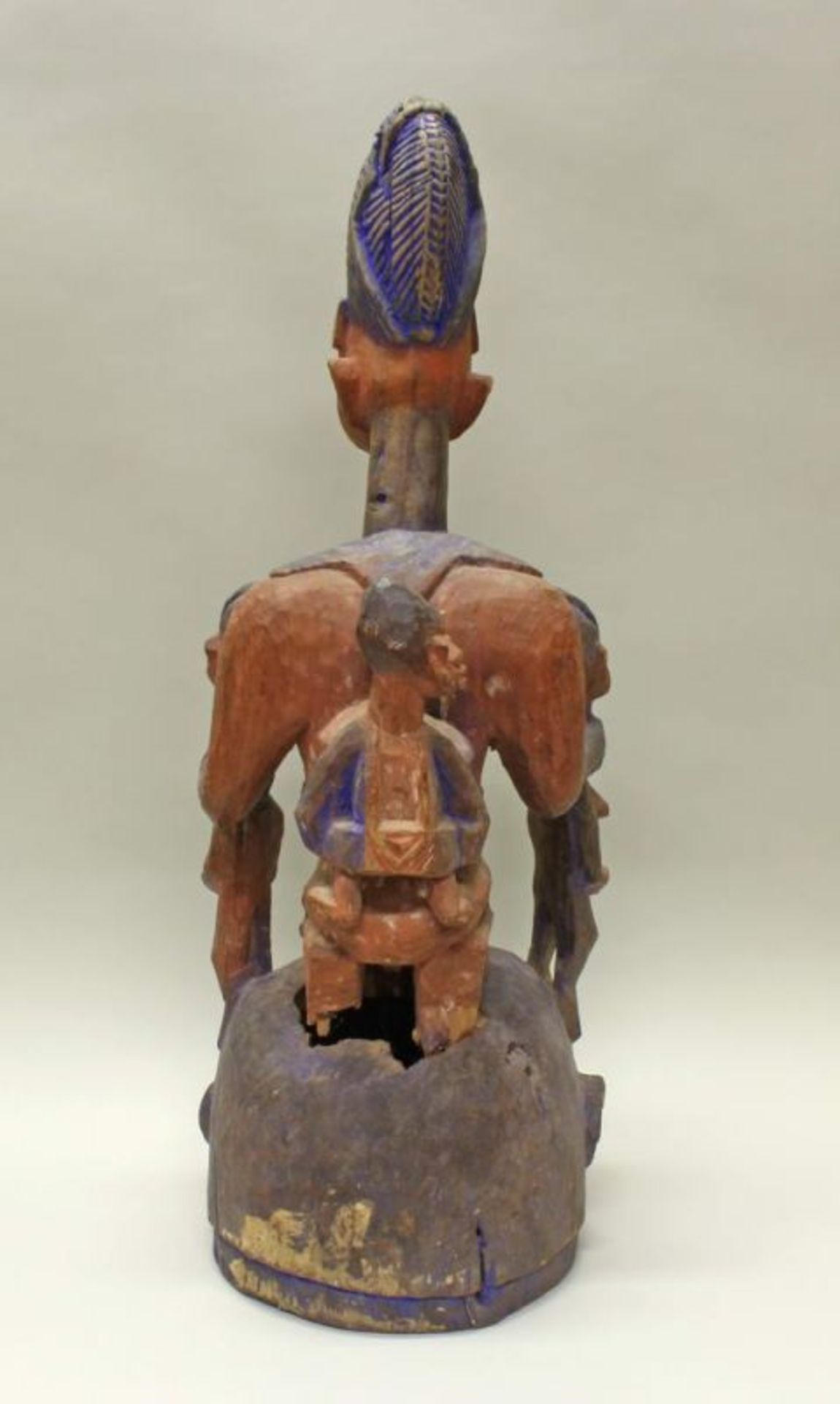Aufsatzmaske, Joruba, Nigeria, Afrika, authentisch, Holz, teils rötliche bzw. violette Patina, 83 cm - Image 3 of 5