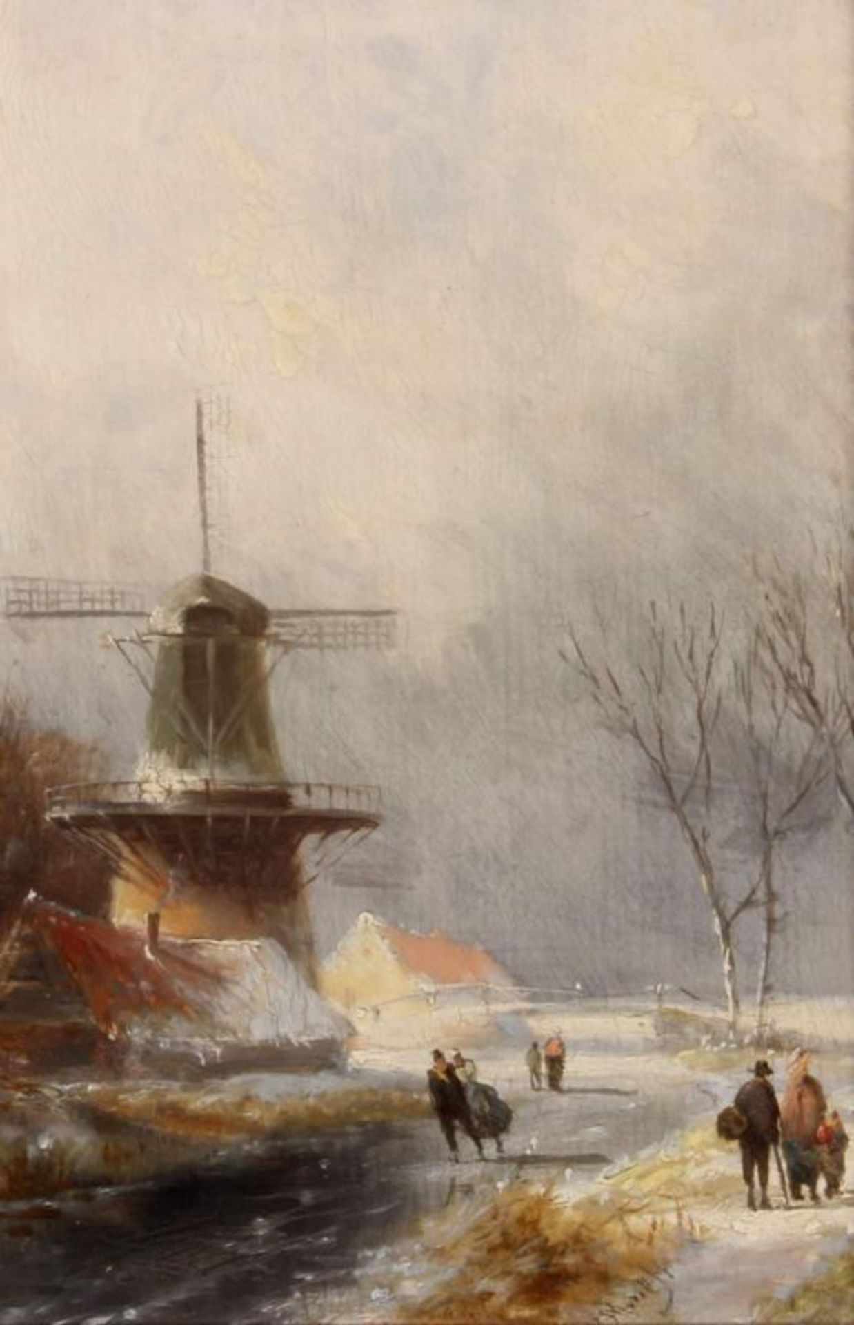 Morel, Jan Evert d.J. (Amsterdam 1835 - 1905 Weesp, Landschaftsmaler), "Eisvergnügen an der