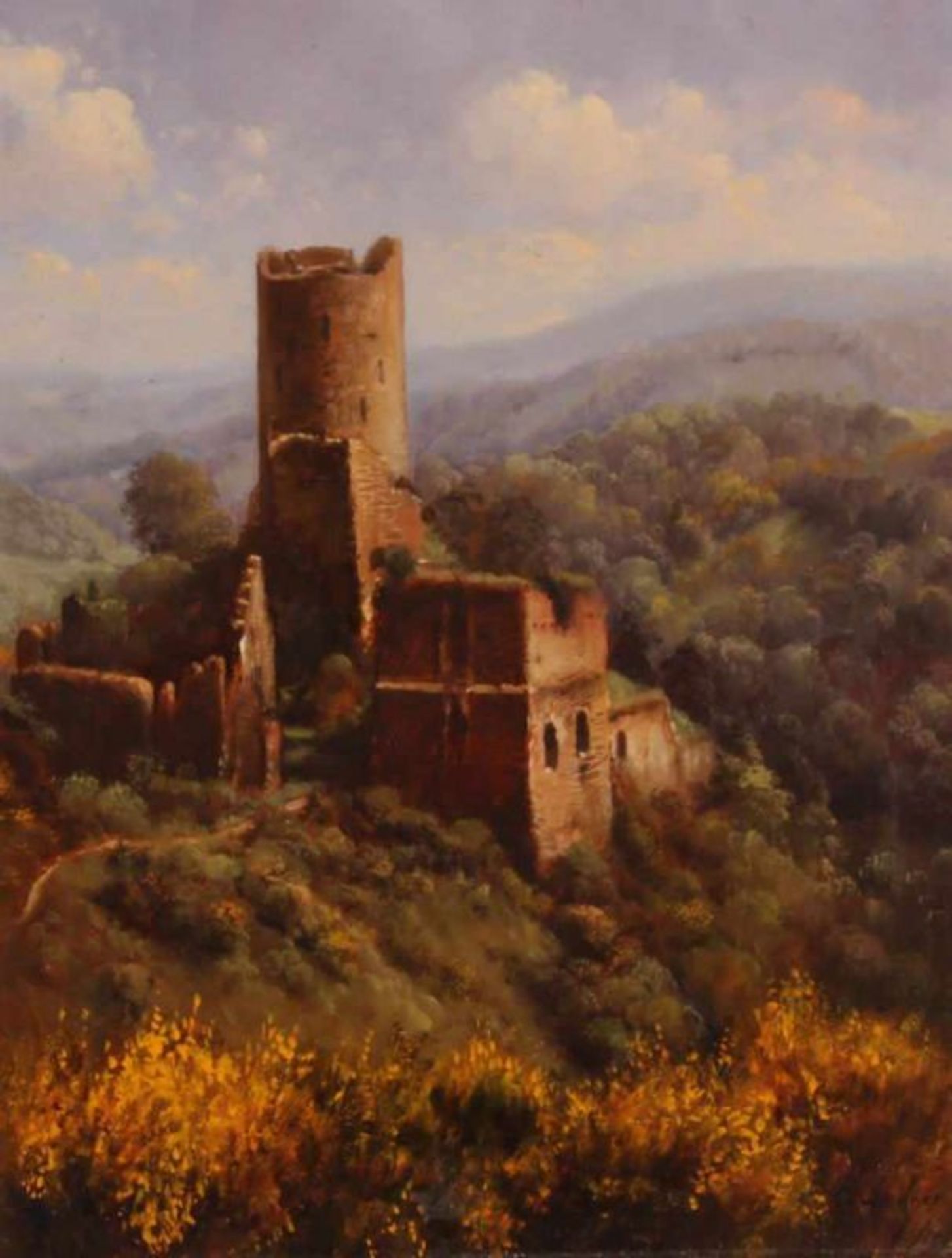 Wegner, Alfons (geb. 1937, Eifelmaler), "Löwenburg bei Monreal in der Eifel", Öl auf Holz,