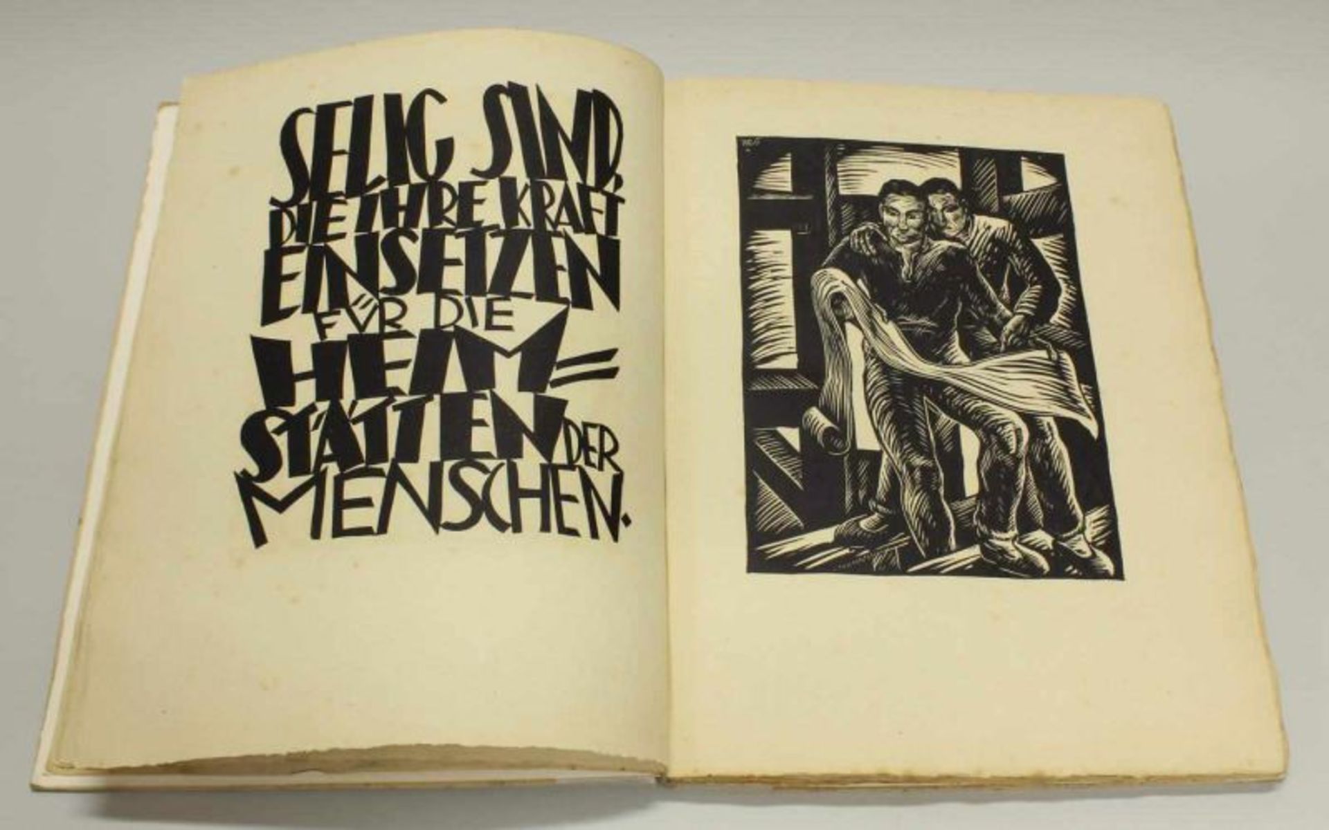 Buch, "Die neue Stadt", O.R. Schatz, mit Holzschnitten, 1926-27, leicht fleckig 20.00 % buyer's - Image 3 of 4