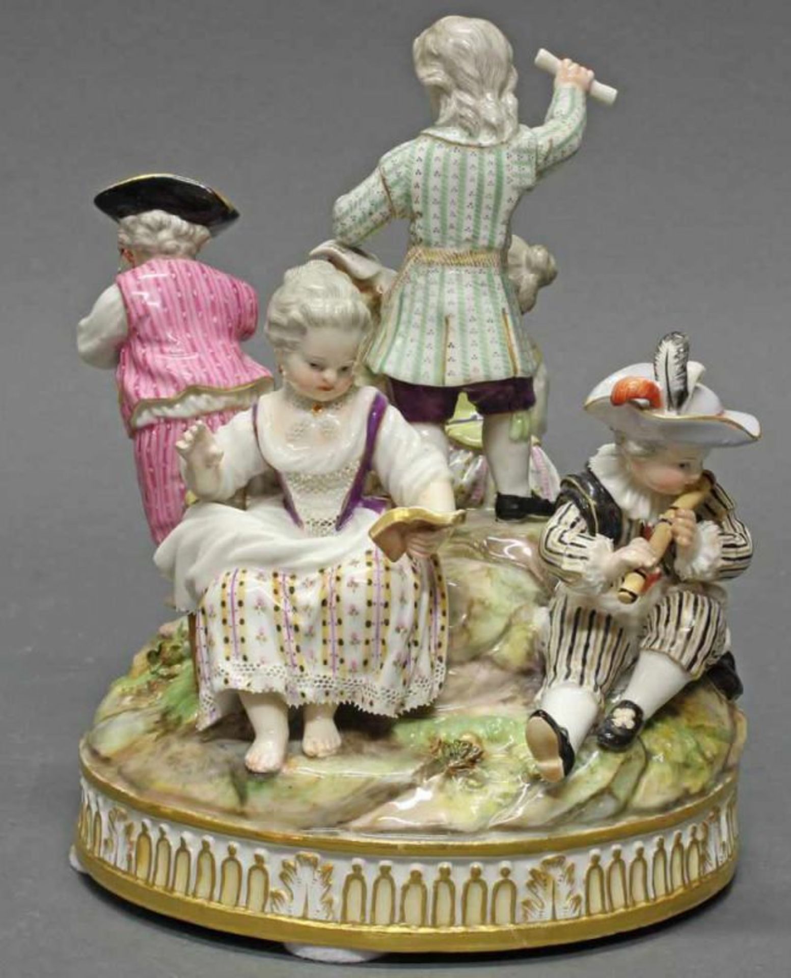 Porzellangruppe, "Fünf musizierende Kinder", Meissen, Schwertermarke, 1850-1924, 1. Wahl, - Image 3 of 5