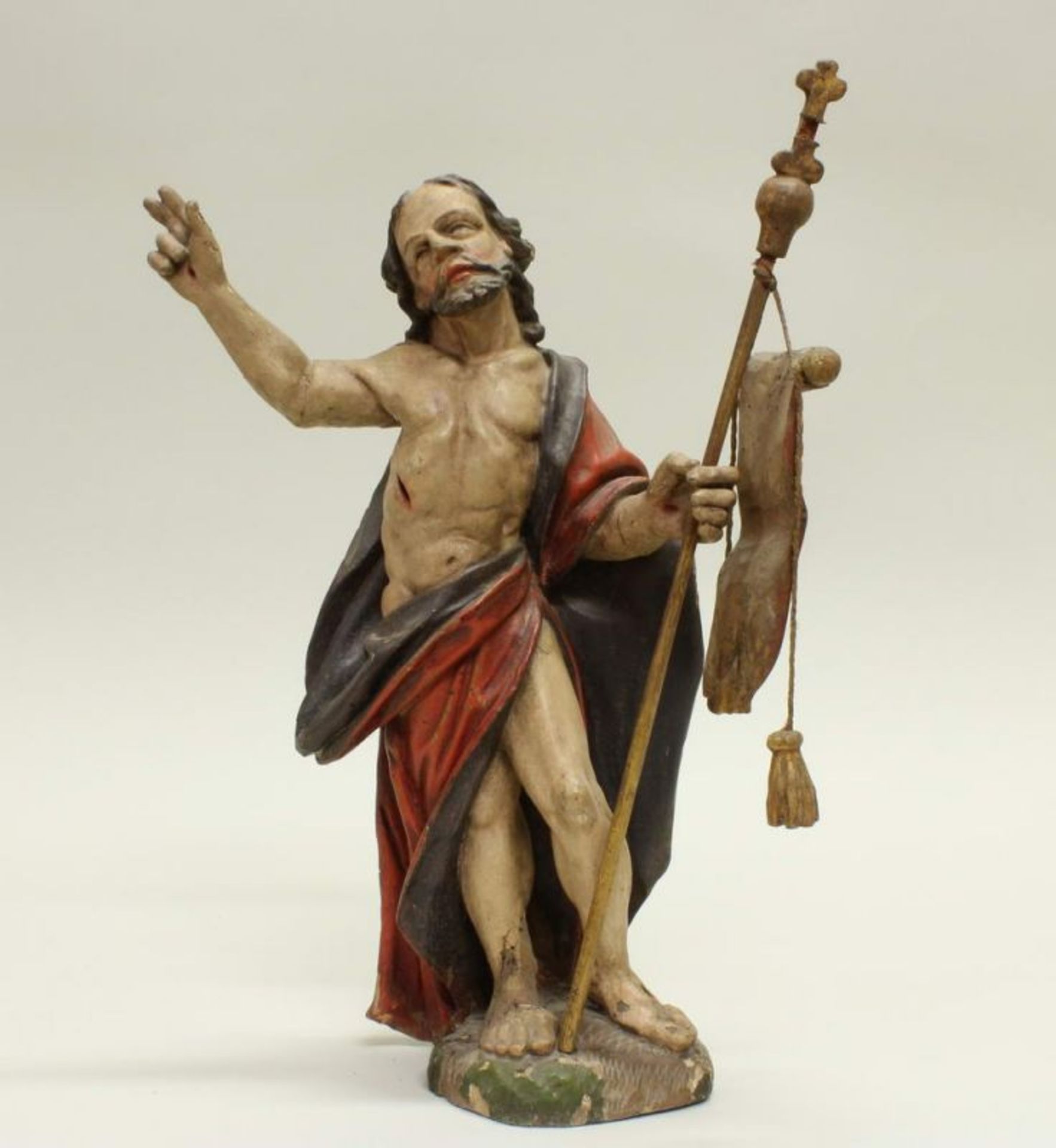 Skulptur, Holz geschnitzt, "Christus der Auferstandene", um 1700, 33 cm hoch, mit späterer - Image 3 of 6