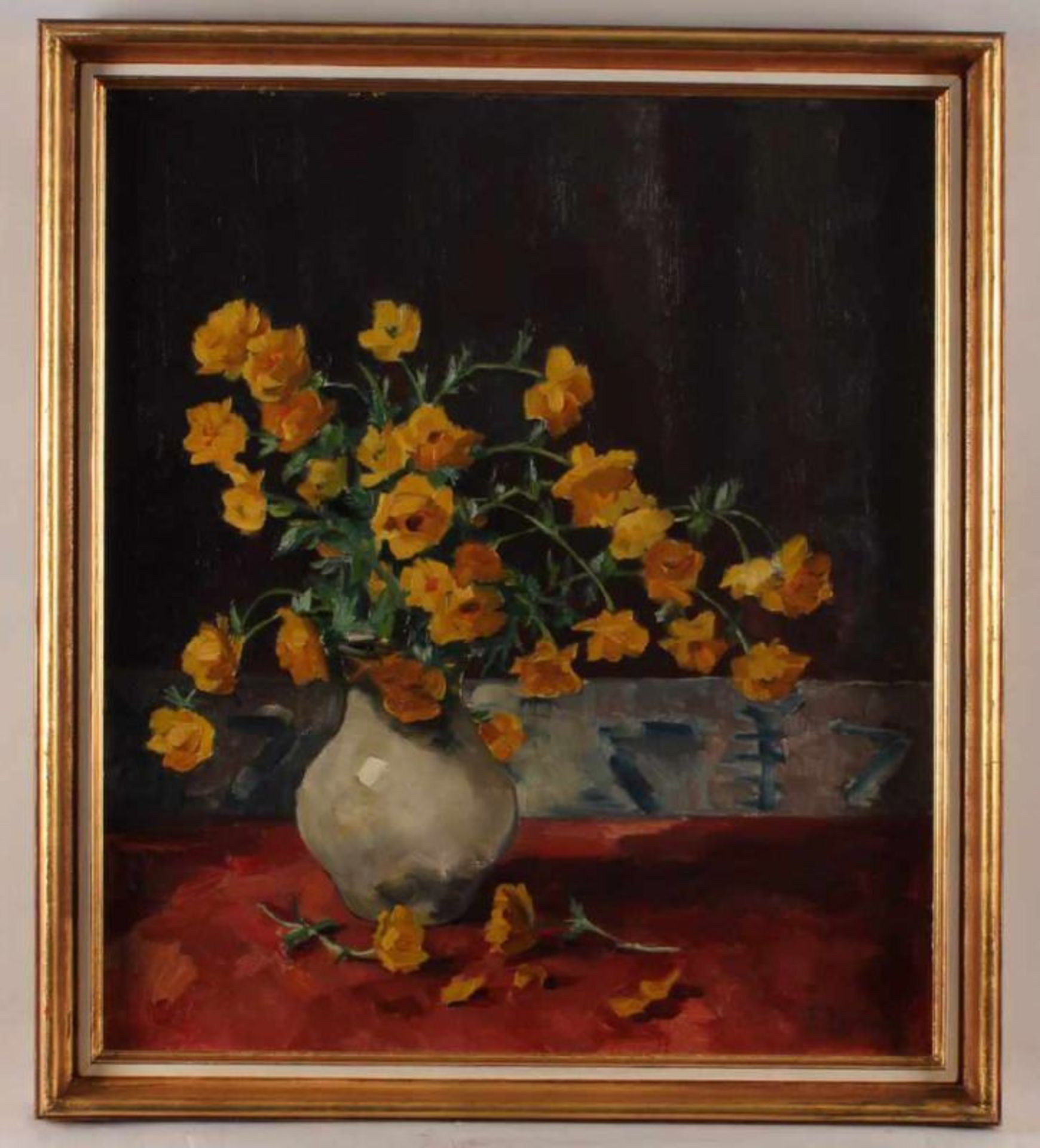 Kostinsky, Fernande (1902 Oberstdorf - 1978, Stilllebenmaler), "Stillleben mit Butterblumen", Öl auf - Image 2 of 4