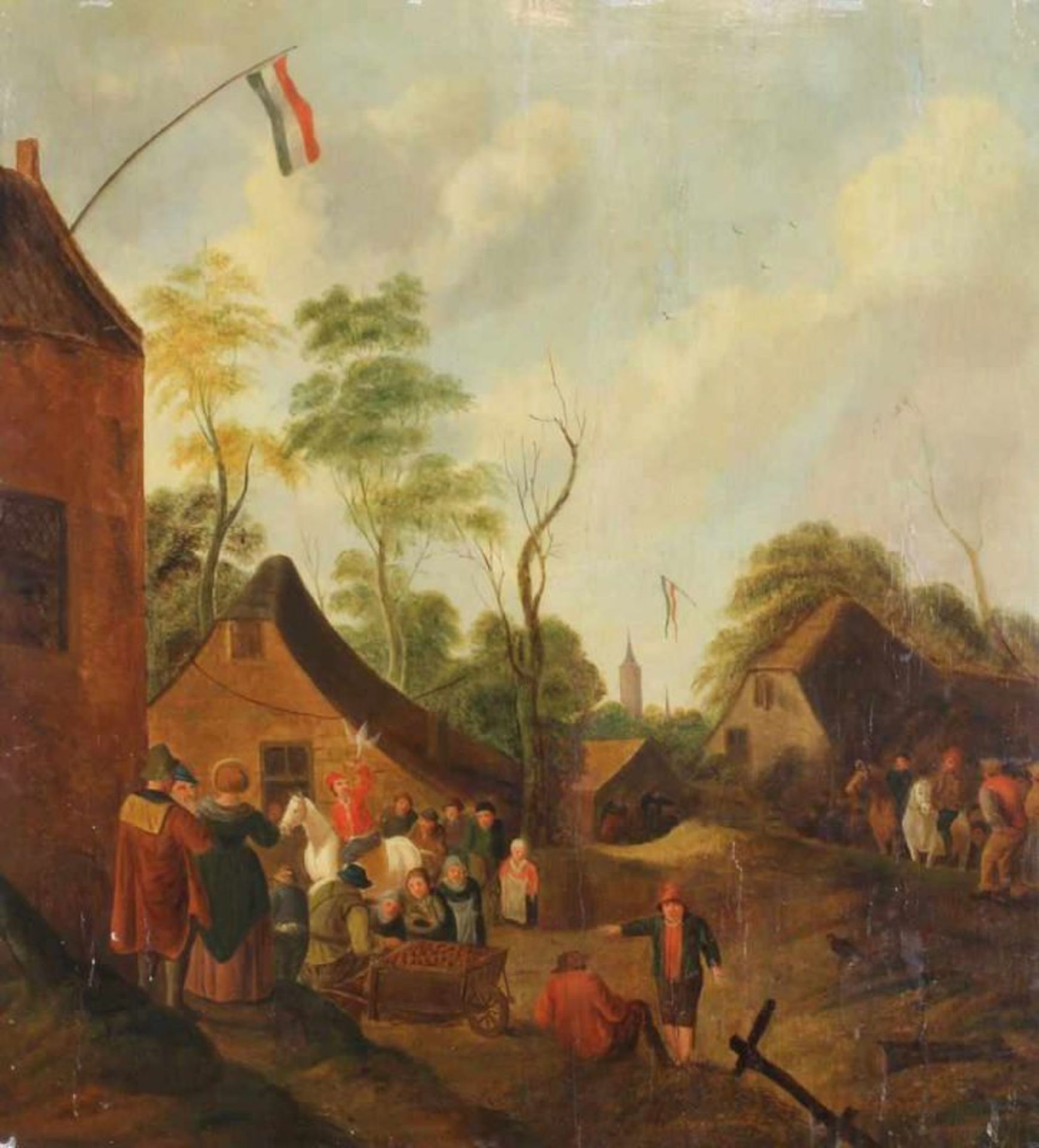 Molenaer, Klaes Nicolaes (ca. 1630 - 1676), nach, "Dorfszene", Öl auf Holz, rückseitig